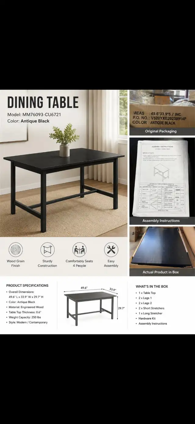BRAND NEW - dining table dining table... LOT# 40 in Dining Tables & Sets in Mississauga / Peel Region - Image 2