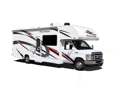 Thor Motor Coach Four Winds Class C gas motorhome 24F highlights: Full-Wall Slide Two Closets Cab Ov...