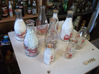 Vintage Milk Bottles and Tops