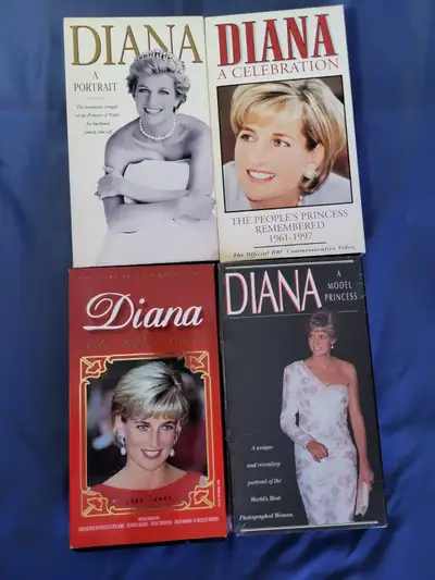 SET OF 18 Princess Diana Magazine / Hard and Soft Cover Books / VHS Tapes / Newspapers / CD / Histor...