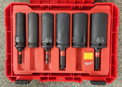 Milwaukee 1/2" 12-Point Mechanic 10 pc. Socket Set in Case Model: Shockwave Impact Lineman's $175+Ta...