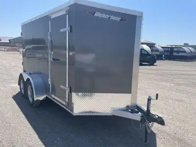 INCOMING 2026 Weberlane 7x12 All Aluminum Enclosed V-Nose Trailer Rear ramp door with spring assist...
