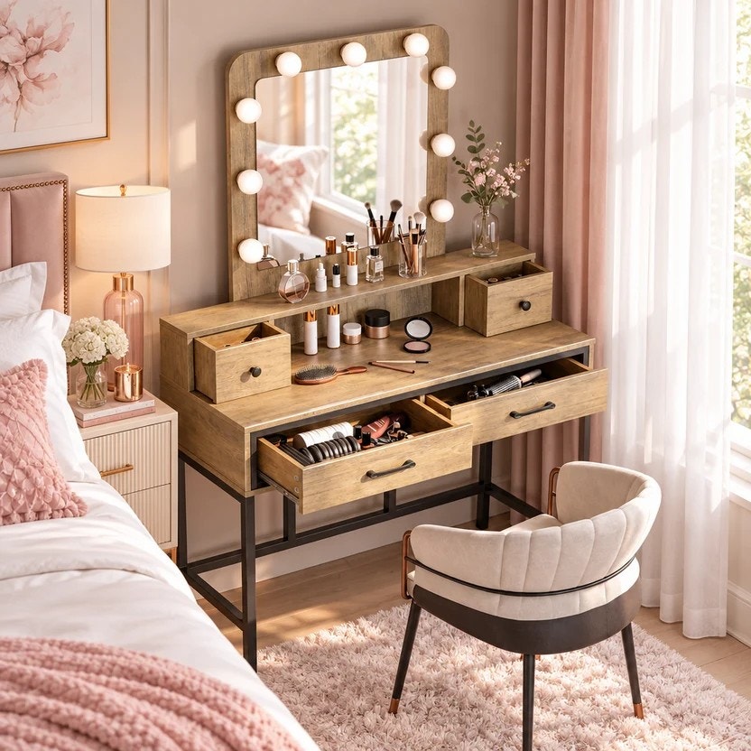 Brand New LED Bulbs Vanity Table with Mirror & Drawers $139 | Other ...