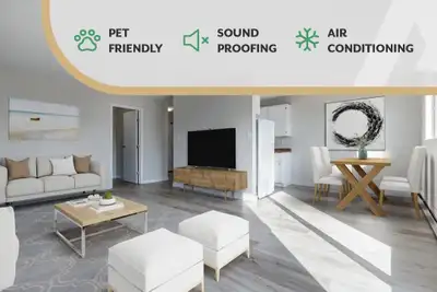 Amenities: Air Conditioning • Balconies • Heat & Water Included Suite & Building: Spacious bachelor,...