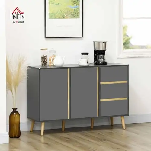 HOMCOM Sideboard Buffet Cabinet - Dark Grey, 3 Drawers 2 Doors in Hutches & Display Cabinets in City of Toronto - Image 6