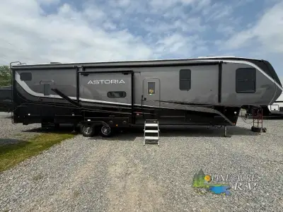 Dutchmen Astoria Platinum Series fifth wheel 3603LFP highlights: Rear Bedroom Bath and a Half Dual E...