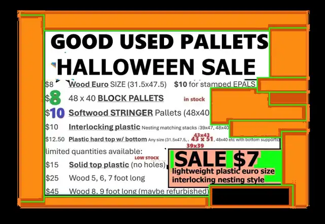 we have wooden or plastic pallets in door use outdoor use 48x40+ in Outdoor Tools & Storage in Mississauga / Peel Region - Image 10