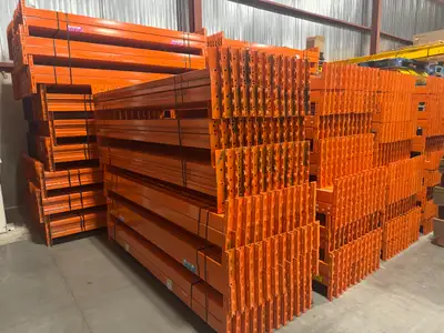We have a huge inventory of used redirack industrial warehouse rack beams available available in sto...
