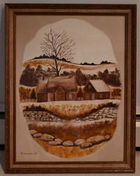 Original Oil Painting of "The Old Farm Yard" by D. Kaminsky