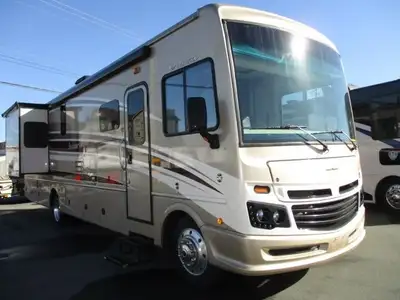The Bounder 35K Fleetwood motor home features a rear master bathroom as well as convenient half bath...
