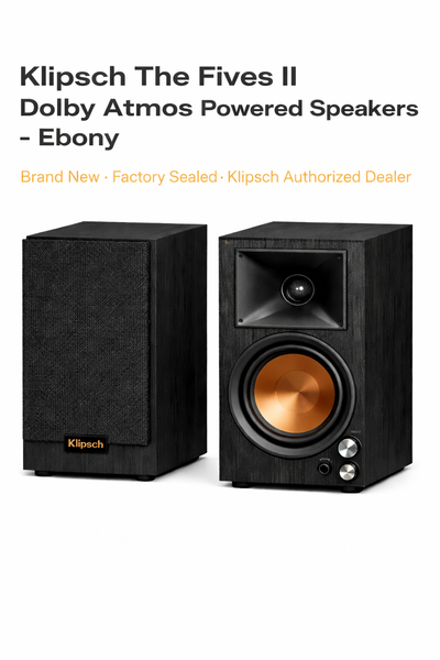 Klipsch The Fives II Dolby Atmos Powered Speakers – Ebony Brand New • Factory Sealed • Klipsch Autho...