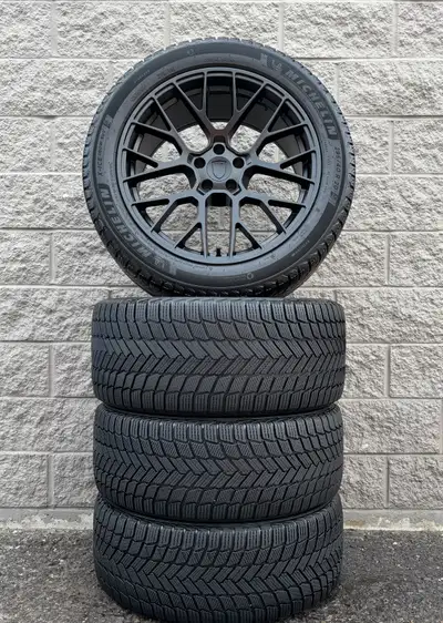 Winter Michelin X-Ice Snow SUV Staggered 20 Tires And Replica Porsche (RS Spyder) Matte Black 20 Inc...
