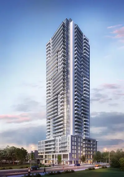 Brand New, Never-Lived-In Suite at Metro Park Condos! 2 Beds with 1 bath. Conveniently located steps...