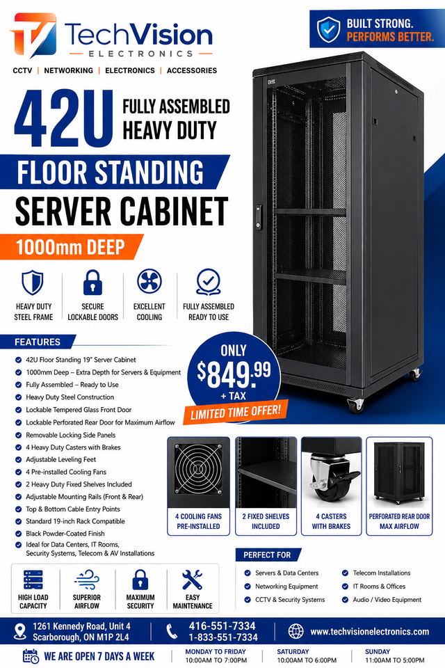 TechVision 42U Heavy Duty Floor Standing Server Cabinet in Servers in City of Toronto - Image 2