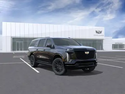 The 2025 Cadillac Escalade ESV 4WD Sport Platinum arrives in a striking black finish, equipped with...