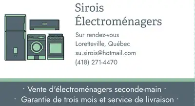 SIROIS Électroménagers Ventes de seconde-main, View more