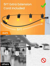 Quntis 101FT 30+2 Bulbs Outdoor String Lights, Waterproof Shatte
