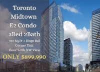 楼花转让 | E2 Condo 3Bed 2 Bath Corner Unit ONLY $ 899,990!!