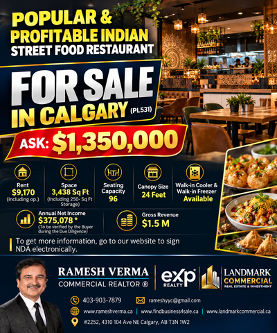 Space: 3,438 Sq Ft Seating Capacity: 96 Walk In Cooler & Freezer Available Canopy Size: 24 Feet Mont...