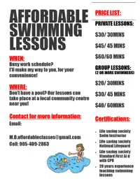 Affordable Private swim lessons