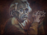 Albert Einstein Original Painting, It's All Relative (signed)