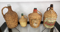 Wicker wrapped vine bottles/Demijohn 1970 's