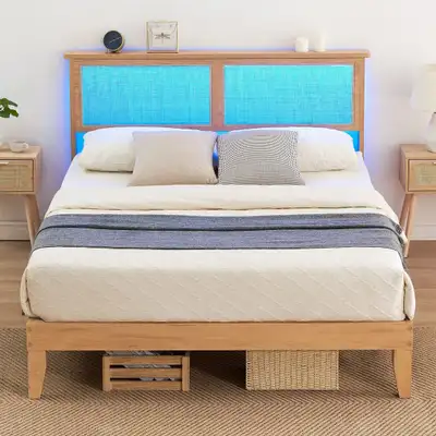 BNIB PRICE IS FIRM - Garvee Queen Bed Frame with LED Lights... L, View more