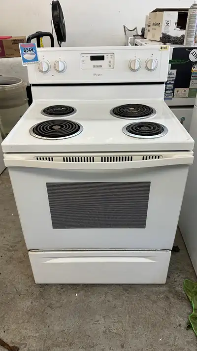 3212- Cuisinière Whirlpool blanc sepentin stove white coil burne, View more