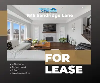 **Executive Family Home for Rent in North London** Available August 1 | $3,500 + Utilities 1615 Sand...