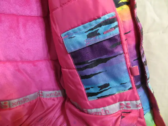 Girl's Multi Colored Hooded Winter Jacket Size 14Y in Kids & Youth in Winnipeg - Image 6