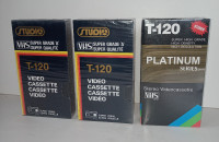 Set of 3 Sealed Blank VHS T120 Tapes