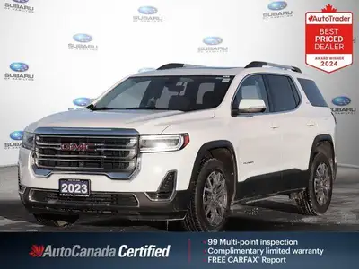 Recent Arrival! Odometer is 22208 kilometers below market average! White 2023 GMC Acadia SLE AWD 9-S...