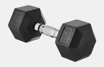 Rubber Hex Dumbbell - Amazon Basics, Anti-Roll, View more