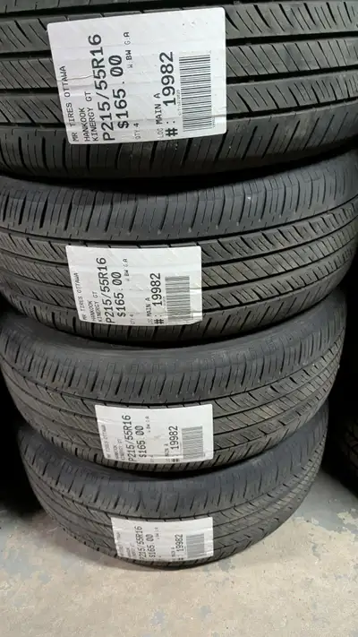 SET OF 4X HANKOOK KINERGY GT TAG # 19982 Size: 215/55R16 215/55R16 Excellent condition Pressure test...