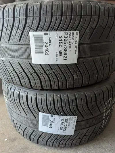 PAIR OF 2X P305/35R21 305/35/21 MICHELIN PILOT ALPIN 5 TAG # 20461 ** Please read details below ** M...