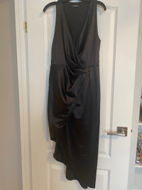 ASYMETRICAL SATIN BLACK DRESS FOR SALE