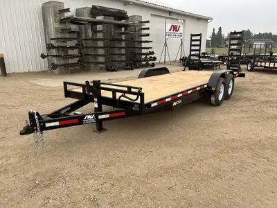 NEW 2025 SWS 18' H.D. Equipment Car Hauler Trailer Tandem Axle Stand Up Ramps 2 x 7000 lb EZ Lube Ax...