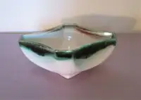 Rare Vintage Beauceware Diamond Shape Bowl, Green Drip Glaze