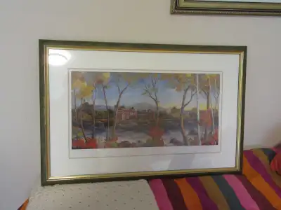 Très belle lithographie, signature illisible 21 X 32 pouces.