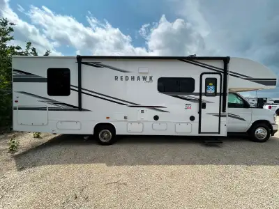 Jayco Redhawk Class C gas motorhome 29XK highlights: Walk-Around Queen Bed U-Shaped Dinette Cab Over...