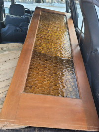 2 Vintage Fir sliding doors with Amber Glass Price is firm
