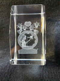 Glass 3D paper weight3 inches X 1-3/4 X 1-3/4Lady with birds