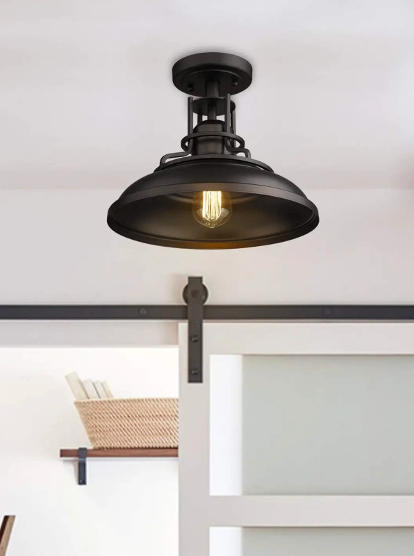 FEMILA 1-Light Semi Flush Mount Light Fixture, 12 inch Farmhouse in Other in Gatineau - Image 2