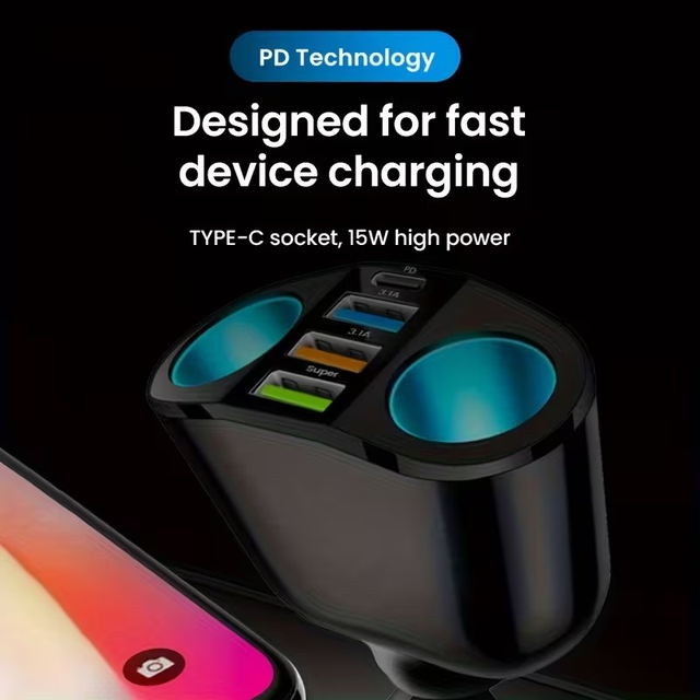 66W 4-Port USB Car Charger with 2 Cigarette Lighter Adapters in Cell Phone Accessories in Mississauga / Peel Region - Image 6