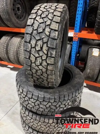 SET OF FOUR USED TOYO OPEN COUNTRY AT3 TIRES 70% TREAD REMAINING, SOLD AS SET OF FOUR ONLY PRICE INC...