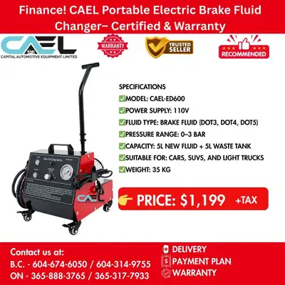 Finance! CAEL Portable Electric Brake Fluid Changer Certified & Warranty $1,199 CAEL Portable Electr...
