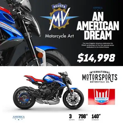 2023 MV Agusta Dragster America $14,998 Limited allocation. Numbered special edition. Stars & stripe...