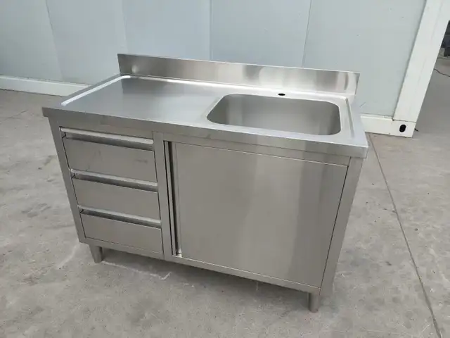 SS SINK W/ 3 STORAGE DRAWERS COMMERCIAL KITCHEN UTILITY 1218238 in Other in Regina - Image 3