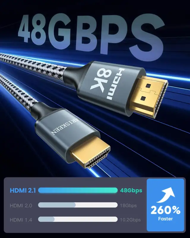 8K HDMI Cable 18 FT, ARISKEEN 48Gbps High Speed HDMI 2.1 Cable in General Electronics in Markham / York Region - Image 4