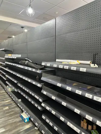Commercial heavy-duty double-sided gondola shelving in excellent, like-new condition. Strong, clean...